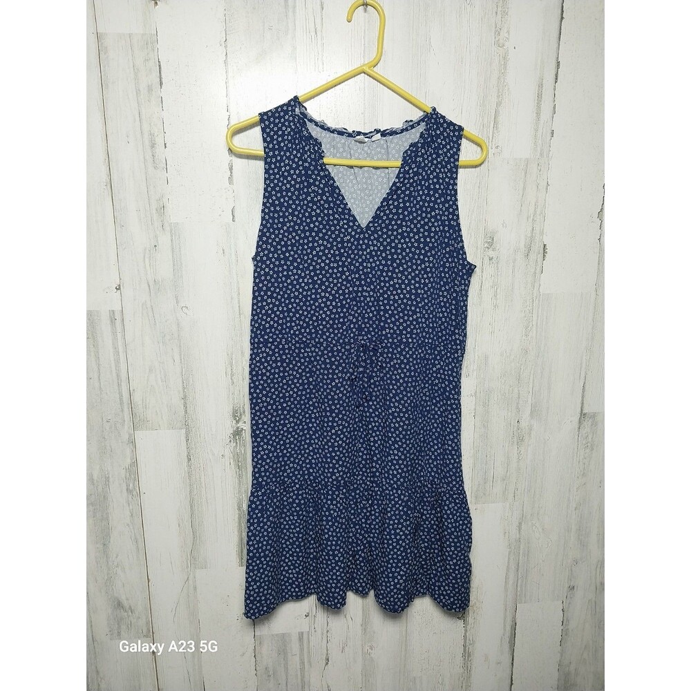 GAP Sleeveless Splitneck Navy Floral Dress
